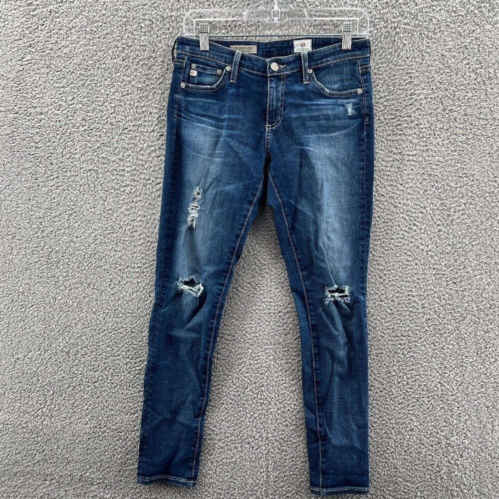 Ag Adriano Goldschmied The Legging Ankle Super Skinny Womens 27R Blue Distressed
